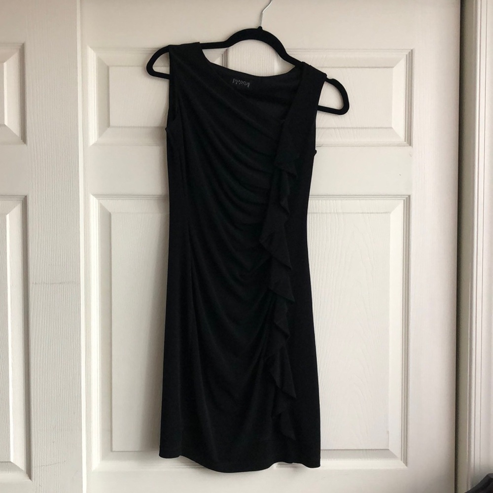 En Focus Black Dress with Ruffle
